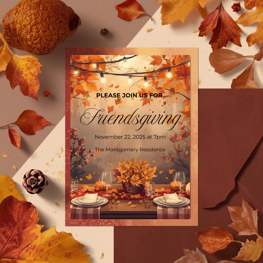 Rustic Friendsgiving Invitation Template | Editable Canva Design