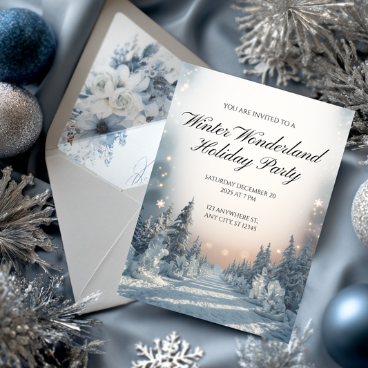 Winter Wonderland Invitation | Elegant Snowy Canva Template