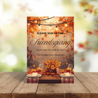 Rustic Friendsgiving Invitation Template | Editable Canva Design