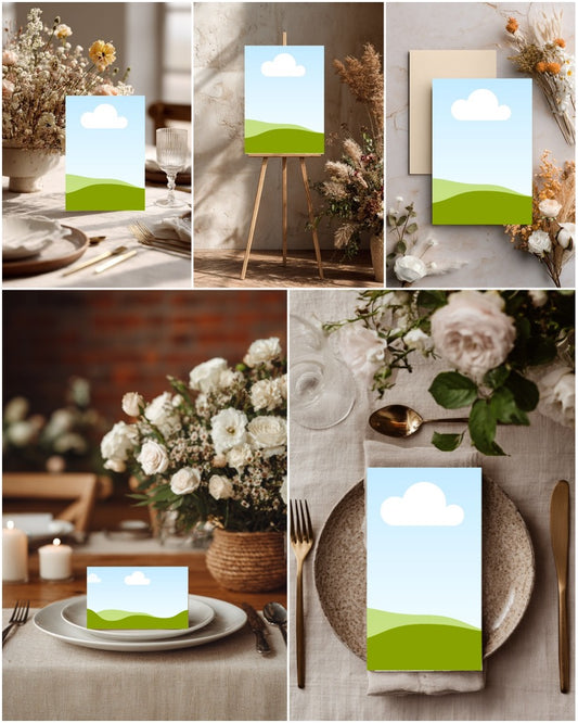 Wedding Mockup Bundle | Canva-Ready Invitations, Menus, Table Numbers, Place Cards, Editable Templates