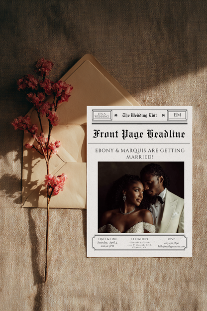 Wedding Invitation Suite Template | The Bridal Edit Volume 3 | Newspaper Wedding Stationery Set
