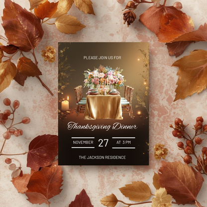 Thanksgiving Invitation Canva Template | Friendsgiving Invitation | Editable Invitation | Canva Template | Canva Invitation