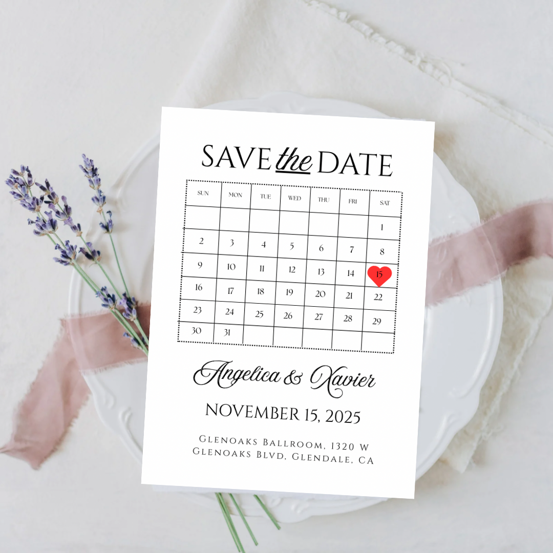 Minimalist Calendar Save the Date Template | Editable Canva Template | Printable Save the Date | Digital Wedding Invitation | Simple Modern Design