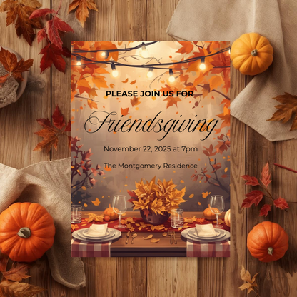 Rustic Friendsgiving Invitation Template | Editable Canva Design