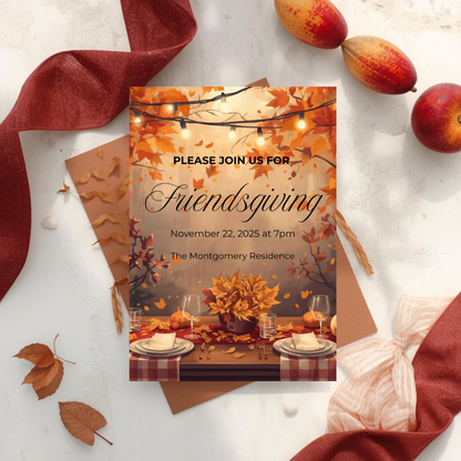 Rustic Friendsgiving Invitation Template | Editable Canva Design