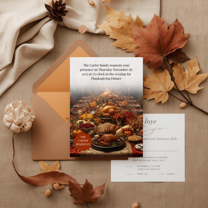 Thanksgiving Invitation Canva Template | Editable Invite | Canva Thanksgiving Invitation