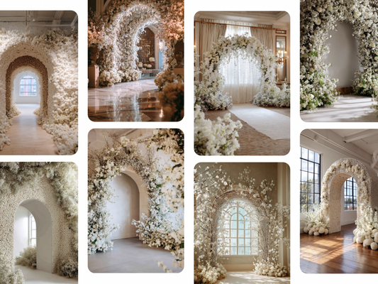 Floral Archway AI Stock Images– Ivory Bloom Editorial Bundle for Weddings, Creatives & Moodboards