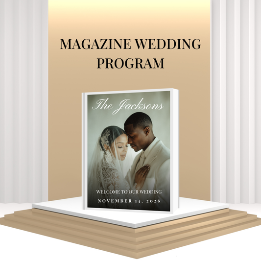Wedding Program Template | Magazine Style Ceremony Program | Editable & Printable Wedding Magazine with Photo Collage Options