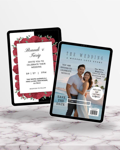 18 Editable Wedding Invitation Templates | Canva Wedding Invite Bundle | Printable DIY Wedding Suite | Modern, Floral, Vintage & Glam Themes
