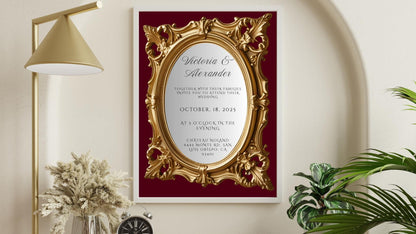 Ornate Gold Mirror Wedding Invitation Template | Editable Canva Design | Glamorous & Unique Printable Invite