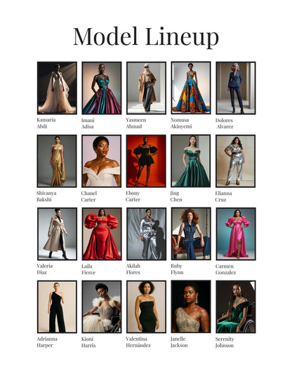 Fashion Stock Images | Diverse Editorial AI Model Collection | Transparent PNGs + Moodboard Cards | Fashion Stock Images for Creatives
