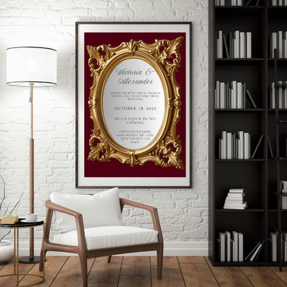 Ornate Gold Mirror Wedding Invitation Template | Editable Canva Design | Glamorous & Unique Printable Invite